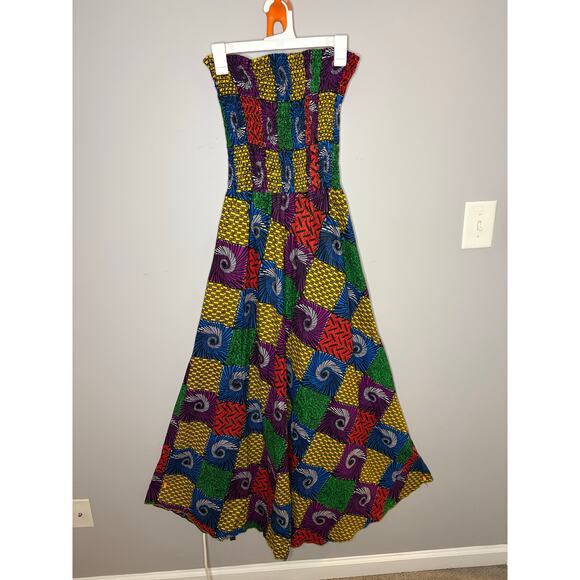 African Ankara Long Tube Maxi Dress - Picture 1 of 7